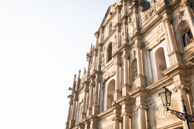 Low angle view of historical building against clear sky