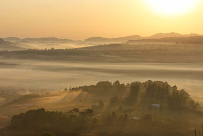 Scenic view of landscape against sky during sunset