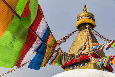 Buddhist prayer flags at a stupa in kathmandu nepal