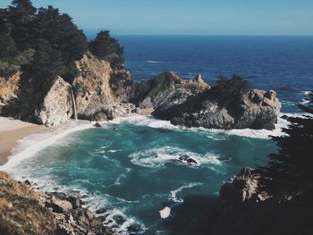 Scenic view of sea against clear sky