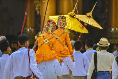 Rear view of people at religious event