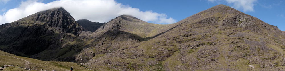 Panoramic view of rocky mountains against sky