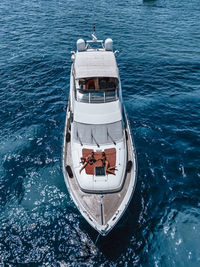High angle view of boat in sea