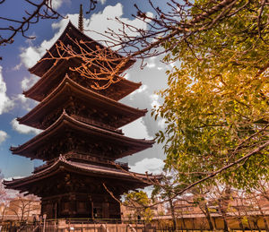 Low angle view of traditional building against sky