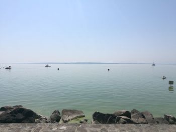 Scenic view of sea against clear sky