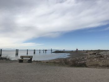 Scenic view of beach against sky