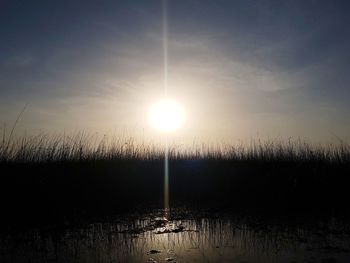 Scenic view of field against sky during sunset