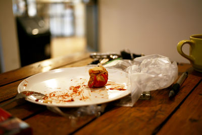 Close-up of snack on table