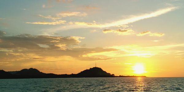 Scenic view of sea during sunset