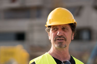 Close-up of engineer wearing hardhat