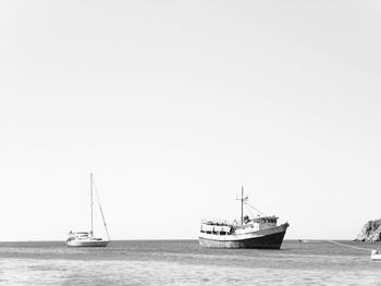 Boat sailing in sea