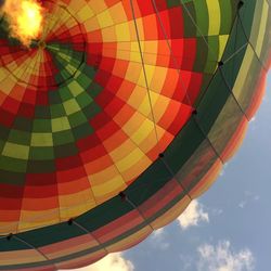 Low angle view of hot air balloon against sky