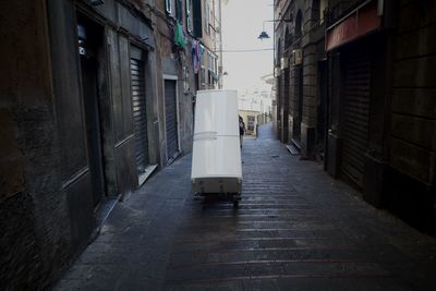 Narrow alley amidst buildings in city