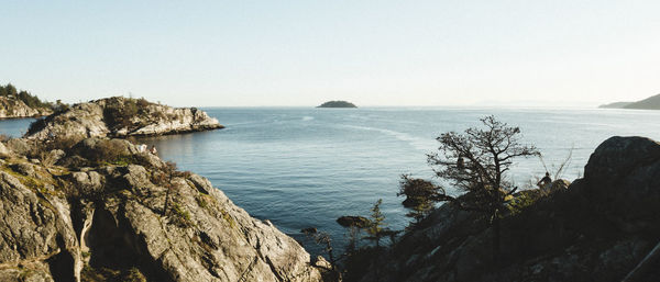 Scenic view of sea against clear sky