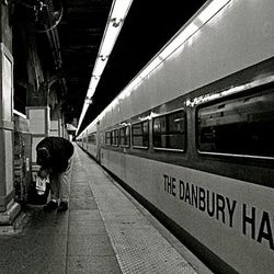 Train at railroad station platform
