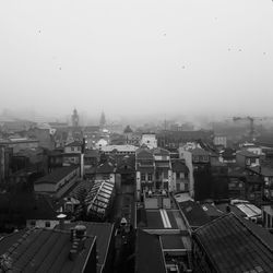 High angle view of buildings in city