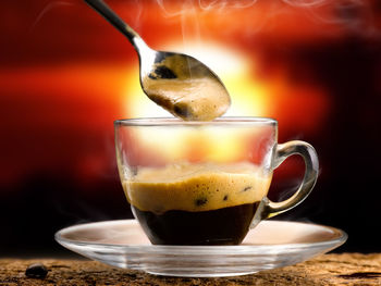 Close-up of coffee on table