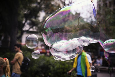 View of bubbles in mid-air