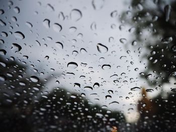 Full frame shot of raindrops on glass window