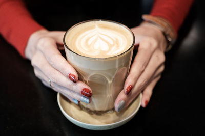 High angle view of coffee cup