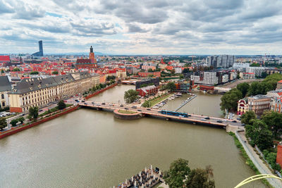 Wroclaw city panorama. old town in wroclaw, aerial view