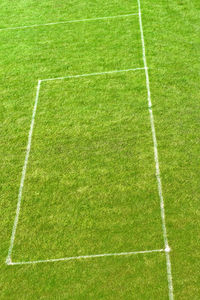 High angle view of soccer field