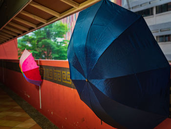 Close-up of multi colored umbrella