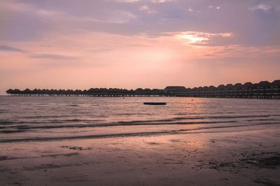 Scenic view of sea at sunset