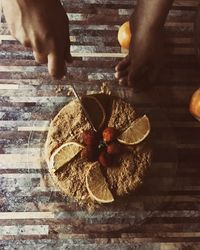 Midsection of person preparing food