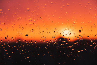 Full frame shot of wet glass window during rainy season