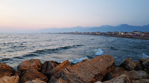 Scenic view of sea against sky during sunset