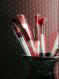 Close-up of red object on table