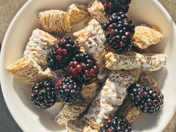 High angle view of breakfast in plate