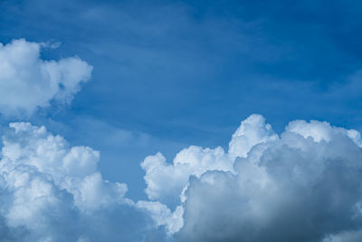 Low angle view of clouds in blue sky