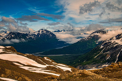 Scenic view of mountains against sky