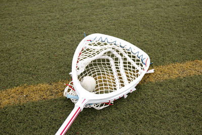 High angle view of ball on field