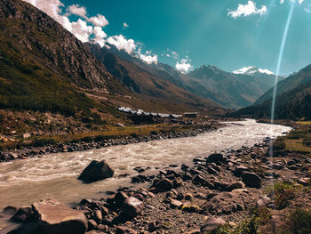 Scenic view of mountains against sky