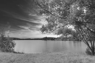 Scenic view of lake against sky