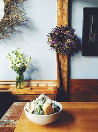 Potted plants on window sill