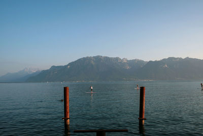 Scenic view of lake and mountains