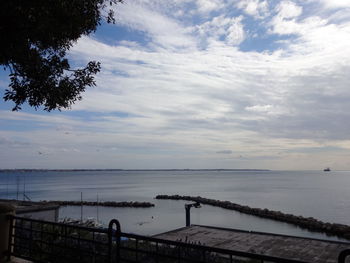 Scenic view of sea against cloudy sky