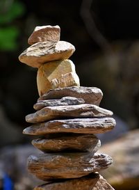 Close-up of stack of stones