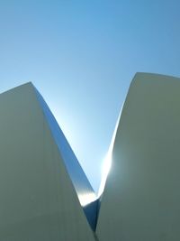 Low angle view of built structure against clear blue sky