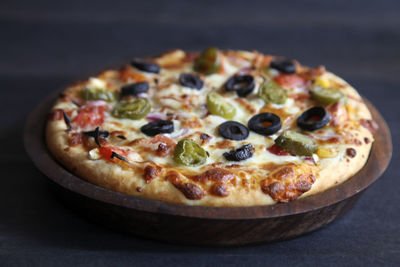 Close-up of pizza on table