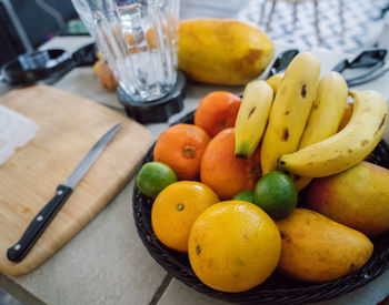 Basket with tropical fruit