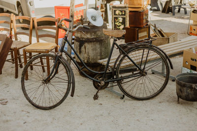 Bicycle parked on street