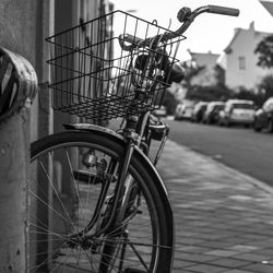 Close-up of bicycle in basket