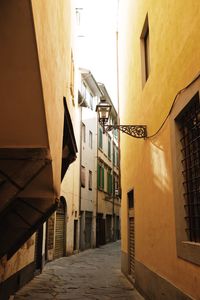 Empty alley amidst buildings in city