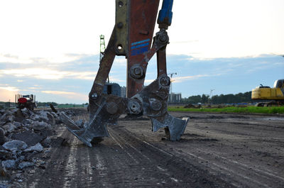 Construction site on field against sky