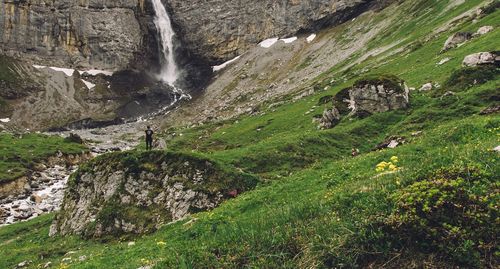 Scenic view of waterfall